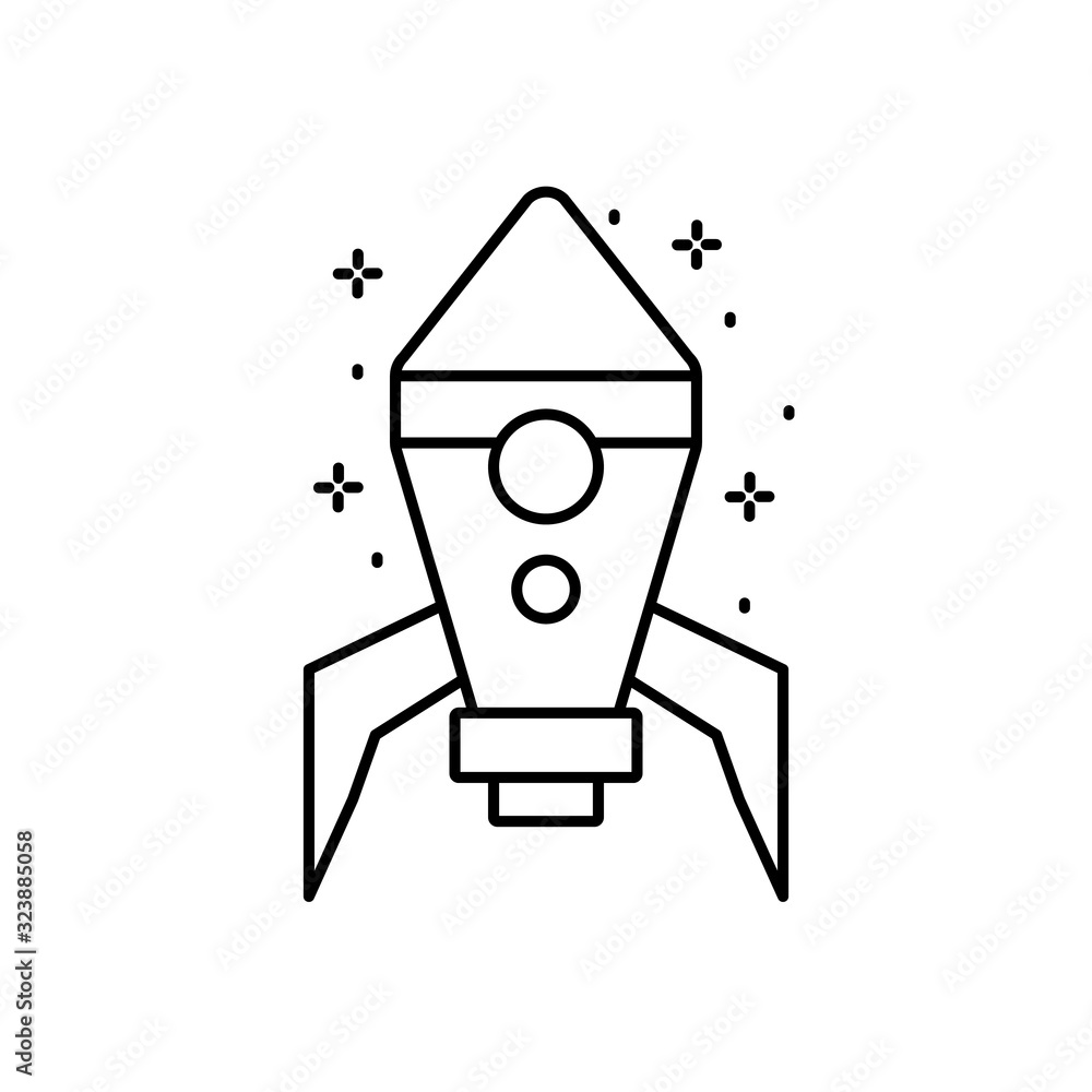 Poster spaceship icon. simple line, outline vector of rocket icons for ui and ux, website or mobile applica