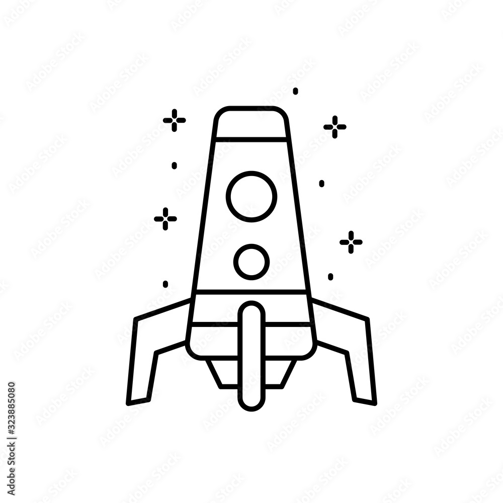 Poster spaceship icon. simple line, outline vector of rocket icons for ui and ux, website or mobile applica