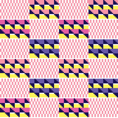 African Kente vector seamless textile pattern, tribal nwentoma cloth style design with geometric motif