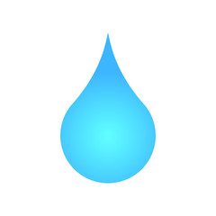 Water drop icon. Simple shape rain symbol. Leak sign. Aqua logo. Blue gradient color. Isolated on white background. Vector illustration image.