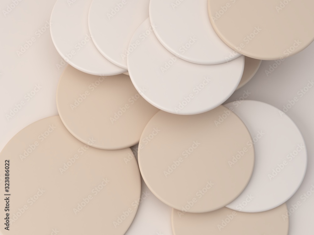 Poster abstract minimal scene with geometrical forms. cylinder shapes in cream colors. abstract background.