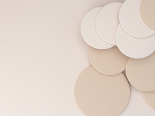 Abstract minimal scene with geometrical forms. Cylinder shapes in cream colors. Abstract  background. Blank space for text. Showcase, shopfront, display case. 3d render. 