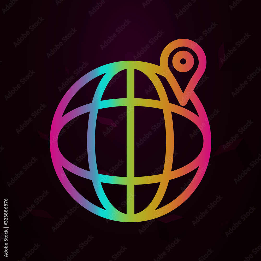 Poster pin on the globe nolan style icon. simple thin line, outline vector of navigation icons for ui and u