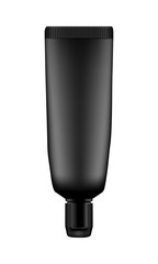 Realistic blank black tube with lid isolated on white background