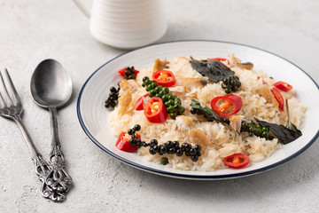 Spicy rice fried food background