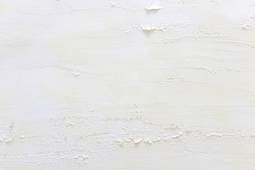 background of white wooden vintage wall with distressed, cracked and peeling details