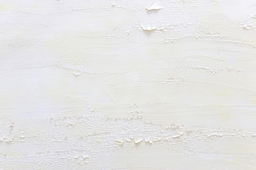 background of white wooden vintage wall with distressed, cracked and peeling details