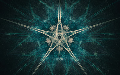 abstract illustration of a fantastic star with many rays on a black background