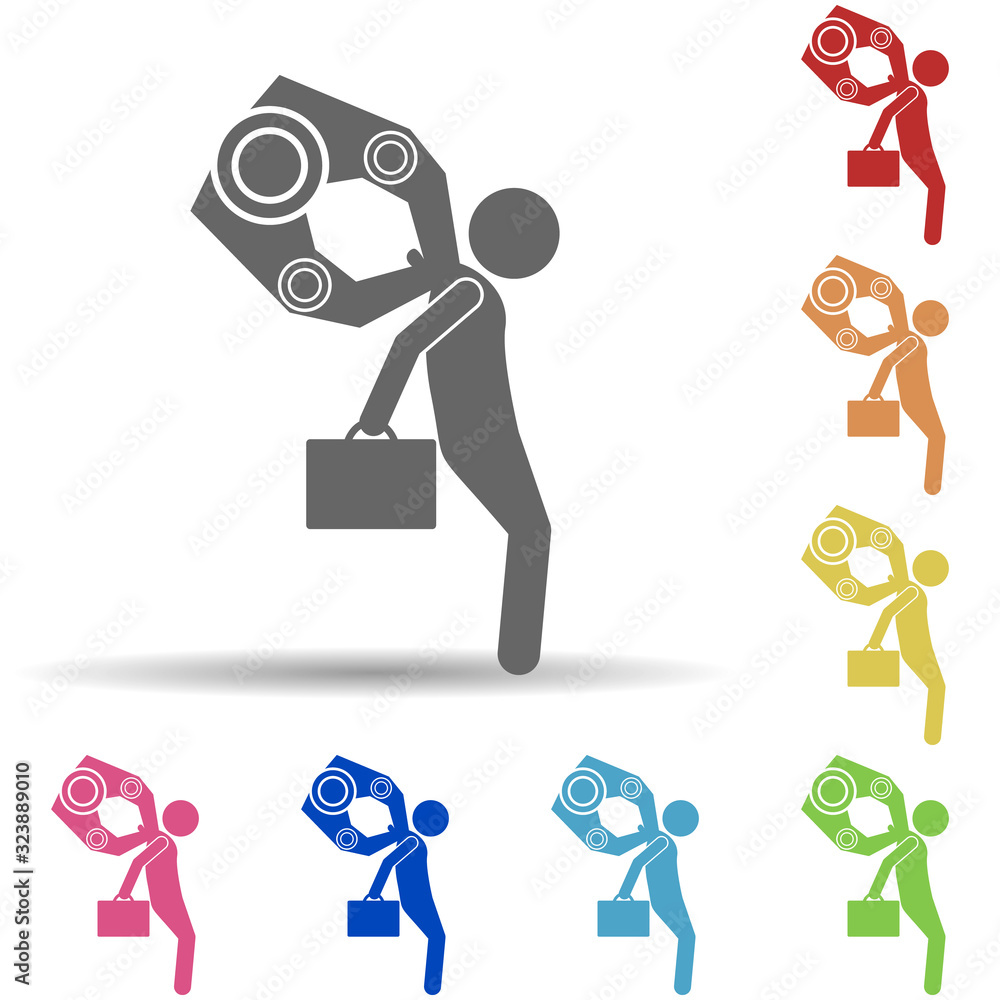 Poster to be fired robotic in multi color style icon. simple glyph, flat vector of mobile banking icons for