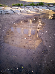 Reflection of the Colosseum. History in Rome