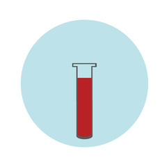 Red blood in test tube flat vector illustration.