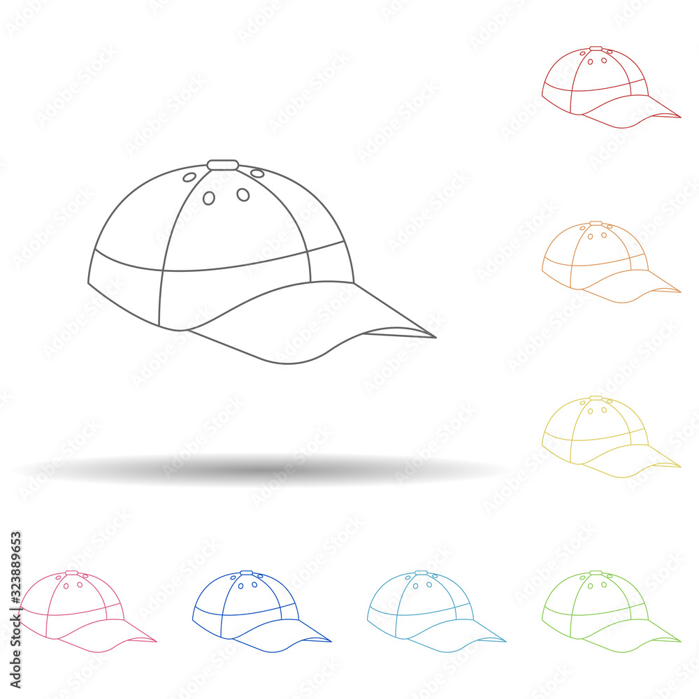 Poster fan cap in multi color style icon. simple thin line, outline vector of russian fan atributs icons fo