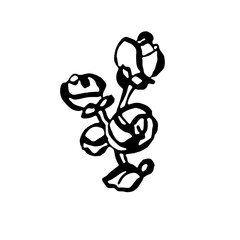 A branch with blooming flowers. Hand-drawn in line art style. Monochrome vector illustration. Isolated on white.