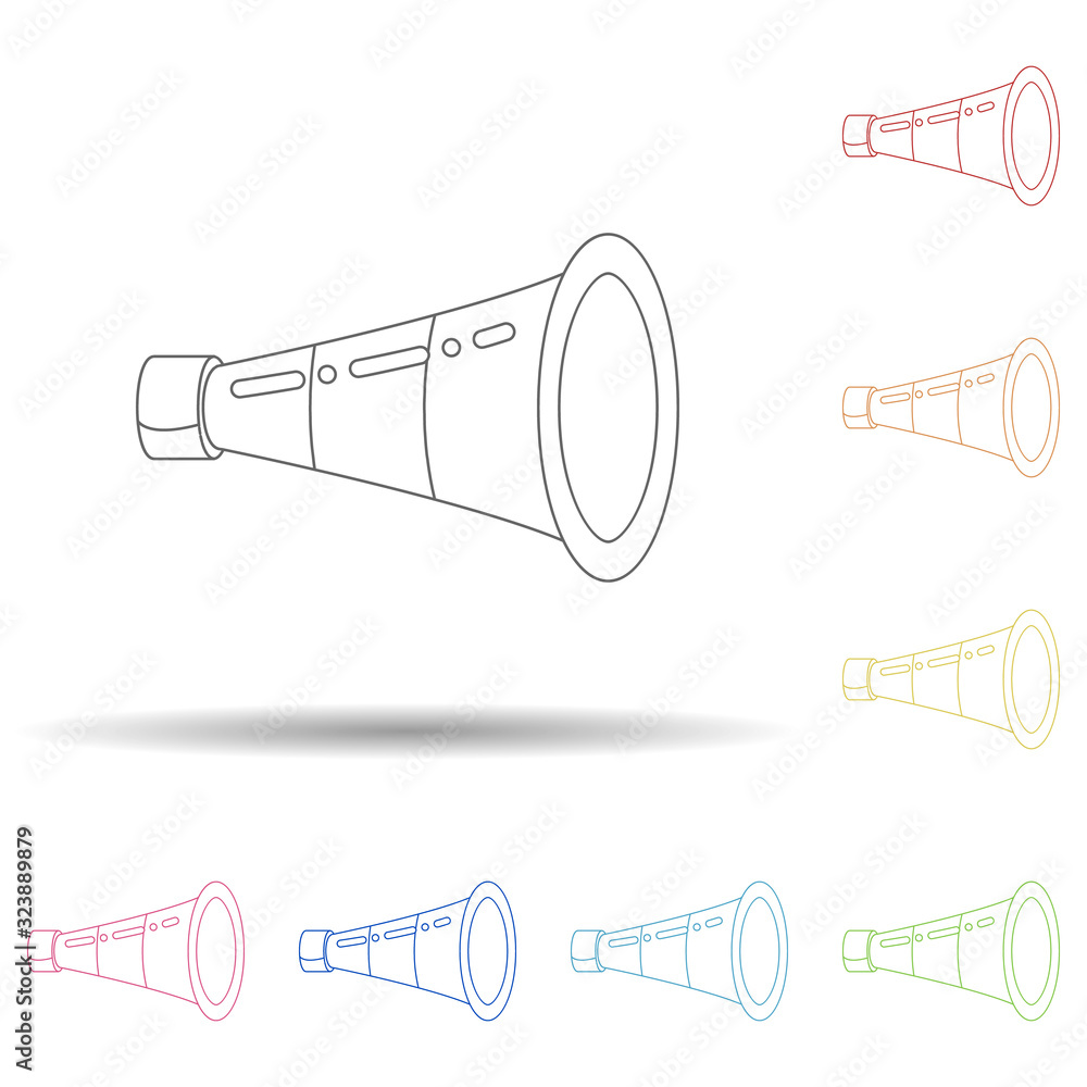 Poster fan megaphone in multi color style icon. simple thin line, outline vector of russian fan atributs ic