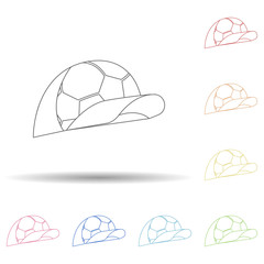 Fan cap with a ball in multi color style icon. Simple thin line, outline vector of russian fan atributs icons for ui and ux, website or mobile application
