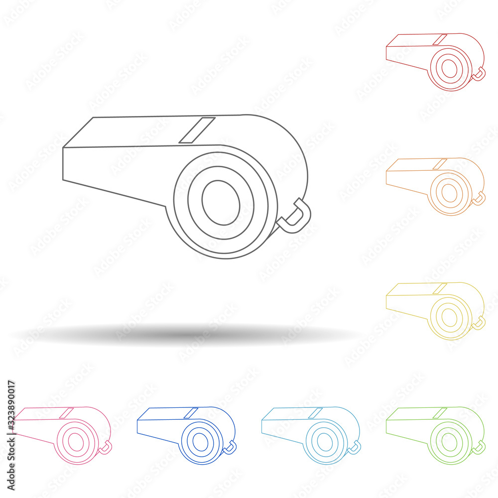 Poster fan whistle in multi color style icon. simple thin line, outline vector of russian fan atributs icon