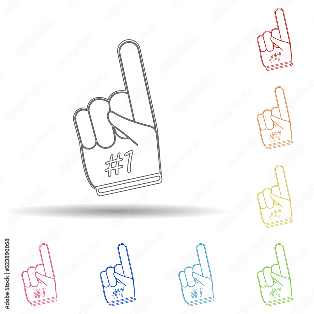 Poster fan fan foam hand in multi color style icon. simple thin line, outline vector of russian fan atribut