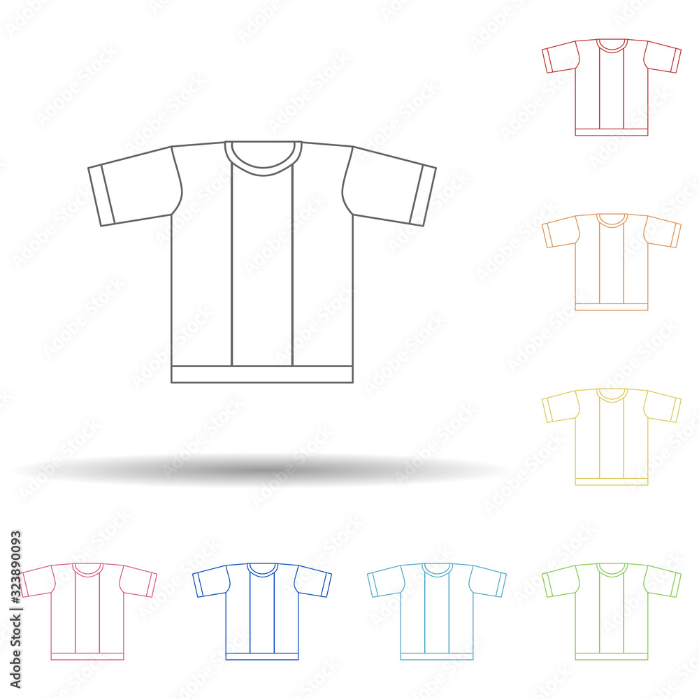 Poster fan t-shirt in multi color style icon. simple thin line, outline vector of russian fan atributs icon