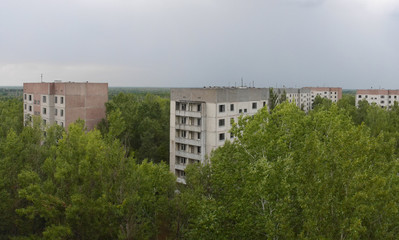 Fototapeta premium View of the abandoned city of Pripyat, ghost town near the Chernobyl nuclear power plant.