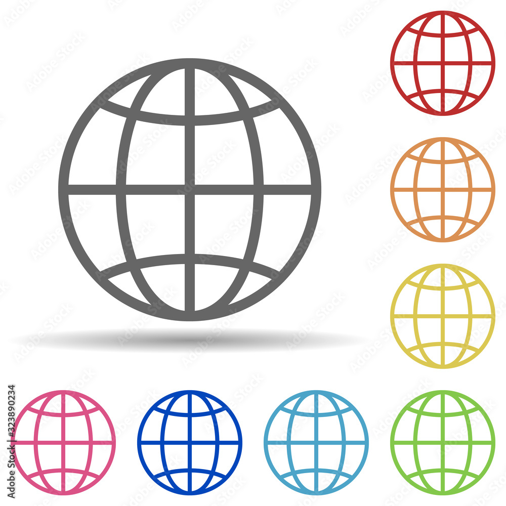 Aufkleber globe in multi color style icon. simple thin line, outline vector of science icons for ui and ux, we