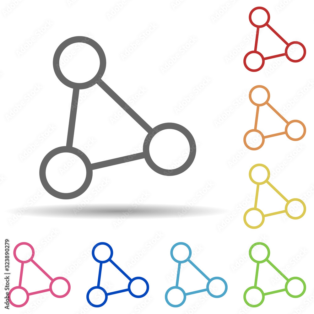 Poster connected points in multi color style icon. simple thin line, outline vector of science icons for ui