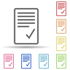 Checked sheet in multi color style icon. Simple thin line, outline vector of science icons for ui and ux, website or mobile application