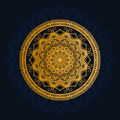 luxury decoration of mandala flowers with shiny gold color. yoga template. relax, islamic, arabesques, indian, turkey.