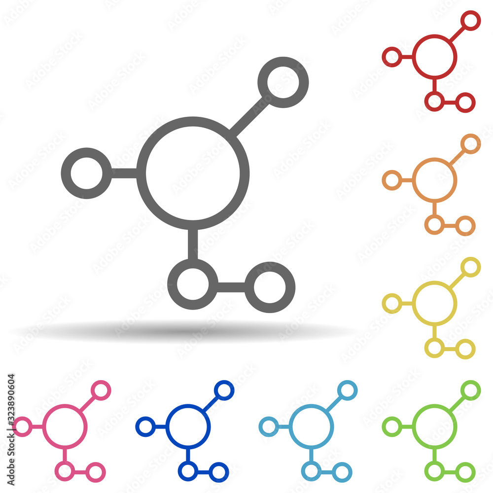 Poster molecular compound in multi color style icon. simple thin line, outline vector of science icons for 