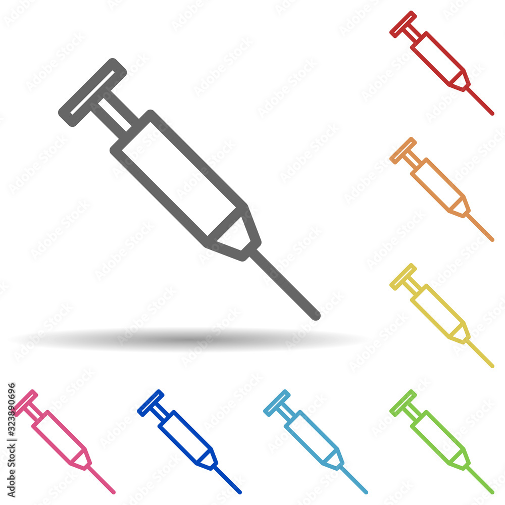 Aufkleber syringe in multi color style icon. simple thin line, outline vector of science icons for ui and ux, 