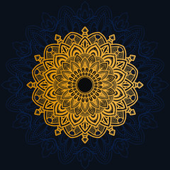 luxury decoration of mandala flowers with shiny gold color. yoga template. relax, islamic, arabesques, indian, turkey.