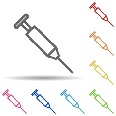 Syringe in multi color style icon. Simple thin line, outline vector of science icons for ui and ux, website or mobile application