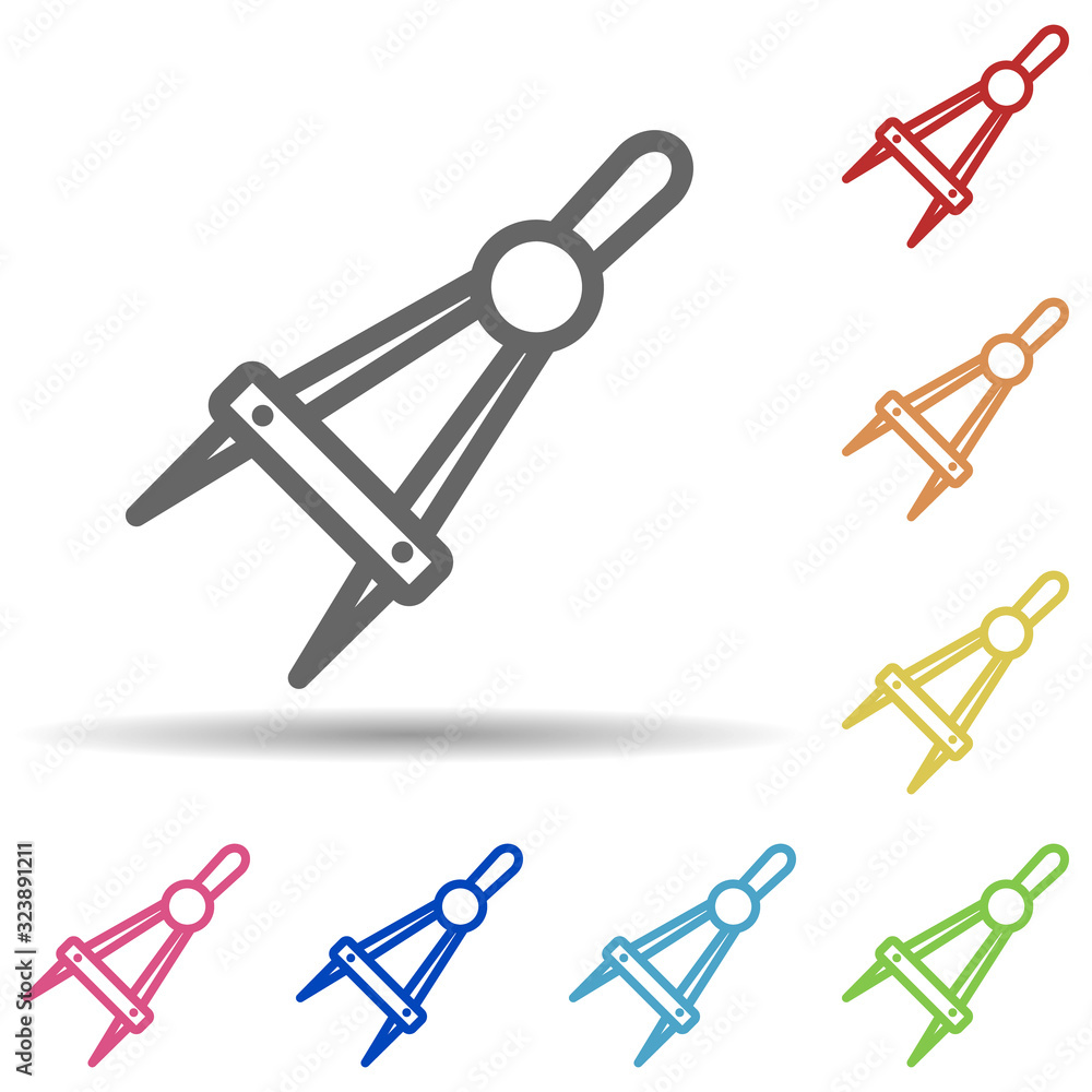 Aufkleber compass in multi color style icon. simple thin line, outline vector of science icons for ui and ux, 