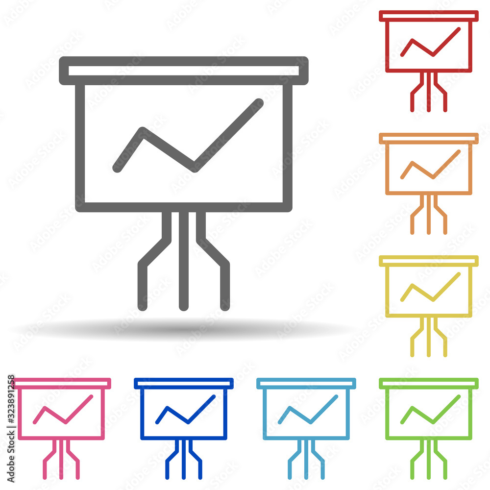 Aufkleber presentation board in multi color style icon. simple thin line, outline vector of science icons for 