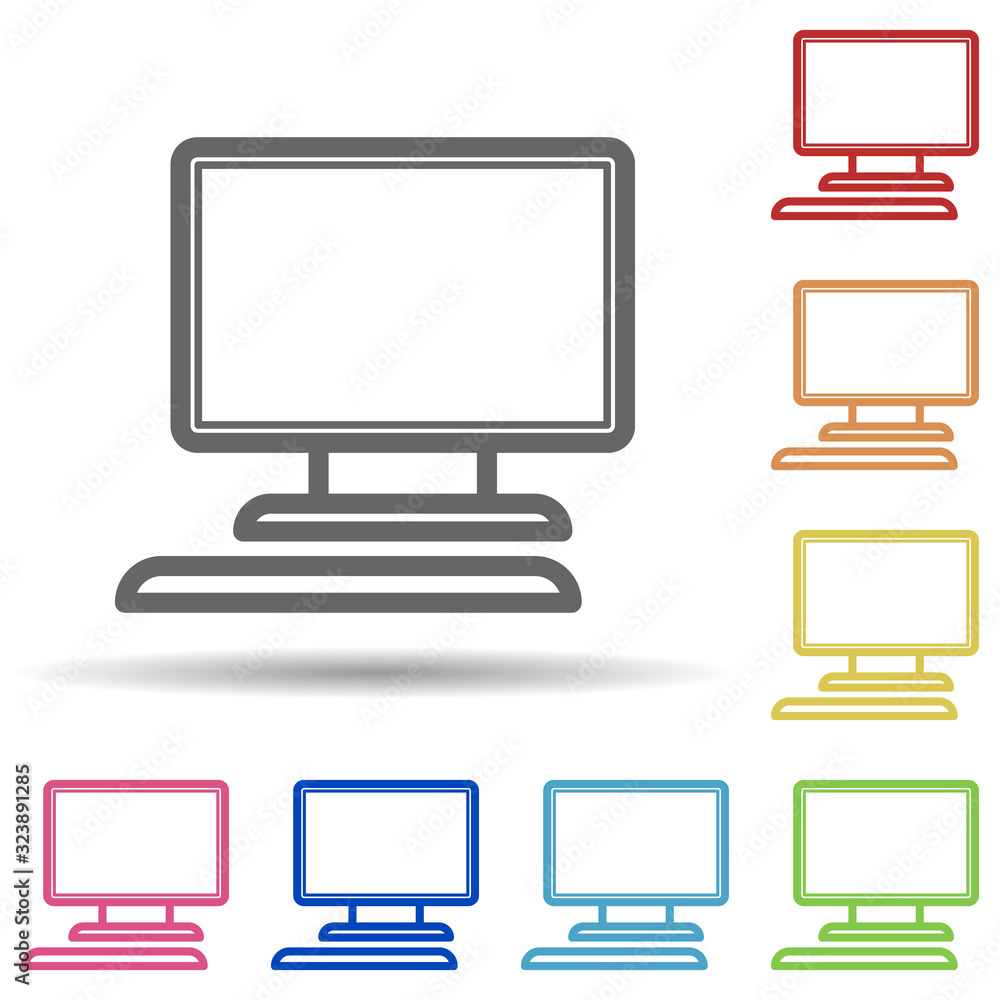 Aufkleber monitor in multi color style icon. simple thin line, outline vector of science icons for ui and ux, 