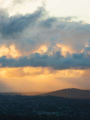 Sunlight over the mountain at Brisbane.