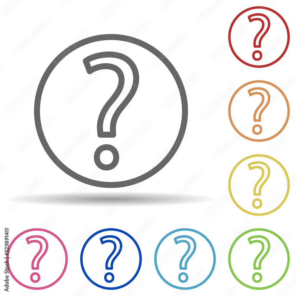 Aufkleber question mark in a circle in multi color style icon. simple thin line, outline vector of science ico