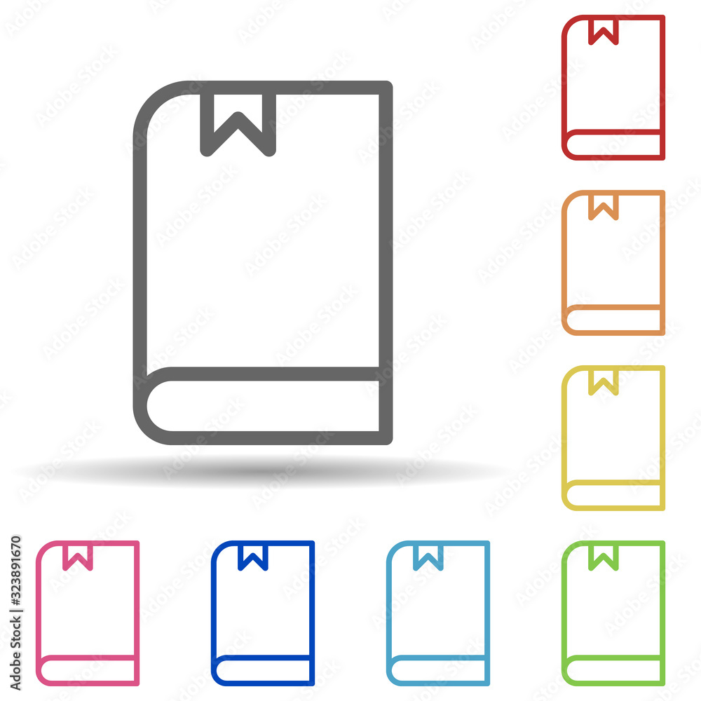 Poster book with a bookmark in multi color style icon. simple thin line, outline vector of science icons fo