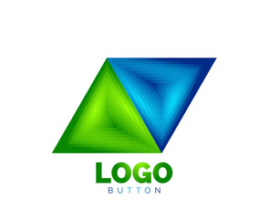 Triangle icon geometric logo template. Minimal geometrical design, 3d geometric bold symbol in relief style with color blend steps effect. Vector Illustration For Button, Banner, Background