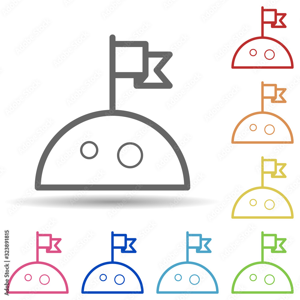 Aufkleber flag on the moon in multi color style icon. simple thin line, outline vector of science icons for ui