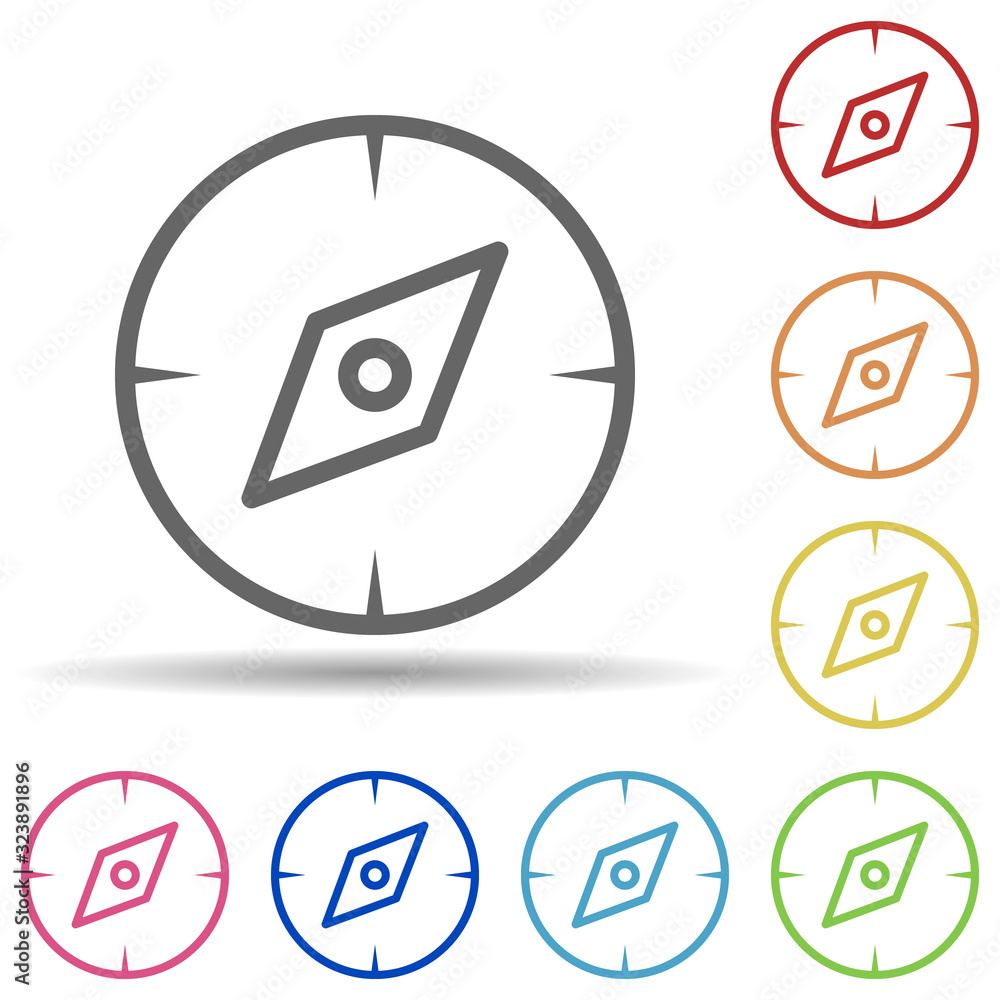 Aufkleber compass in multi color style icon. simple thin line, outline vector of science icons for ui and ux, 