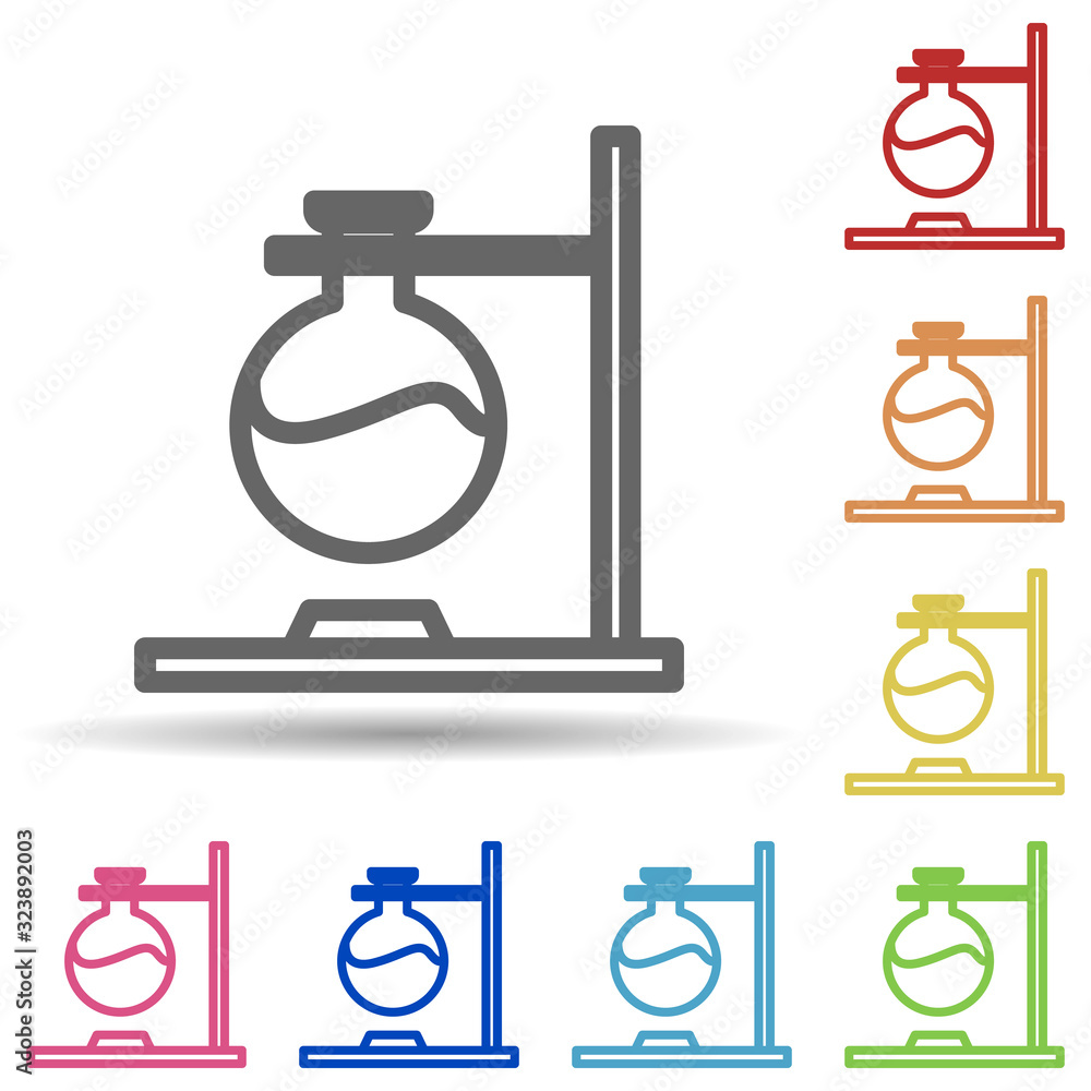 Aufkleber flask on fire in multi color style icon. simple thin line, outline vector of science icons for ui an