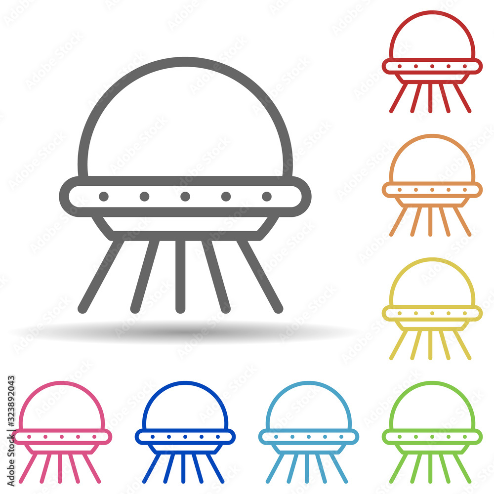 Poster satellite in multi color style icon. simple thin line, outline vector of science icons for ui and ux