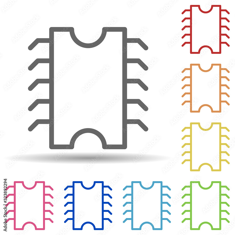 Aufkleber chip in multi color style icon. simple thin line, outline vector of science icons for ui and ux, web