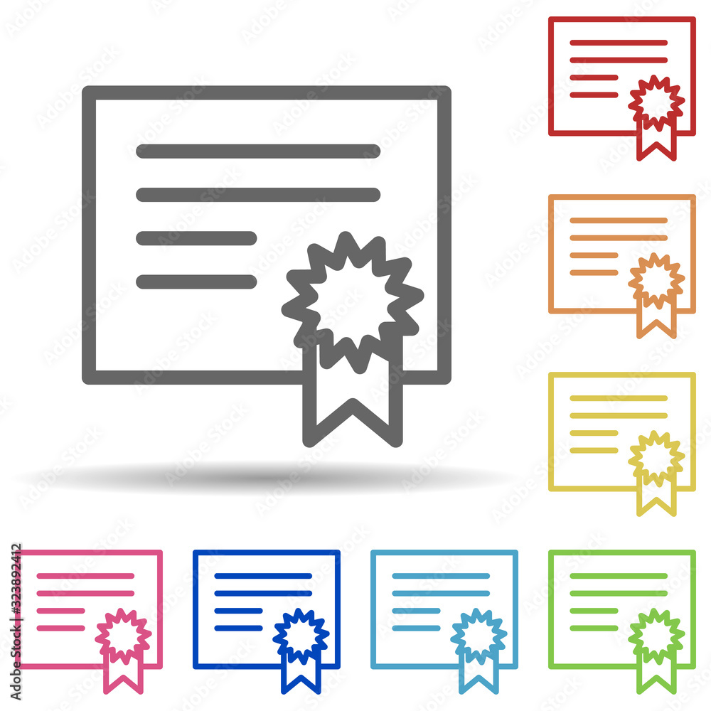 Aufkleber certificate in multi color style icon. simple thin line, outline vector of science icons for ui and 