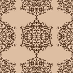 Beige and brown seamless pattern. Indian style background