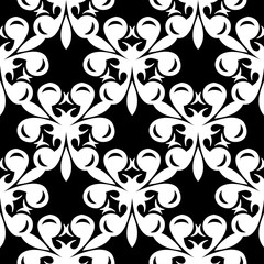 Floral seamless background. Monochrome black and white pattern. Vector illustrationFloral seamless background. Monochrome black and white pattern