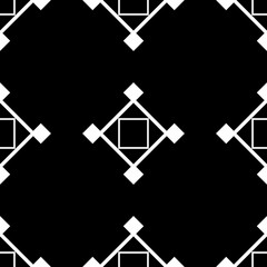 White geometric seamless pattern on black background
