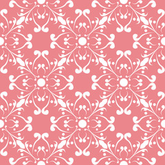 Floral seamless pattern. White flowers on pink background