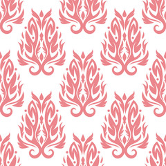 Floral seamless print. Pale pink pattern on white background