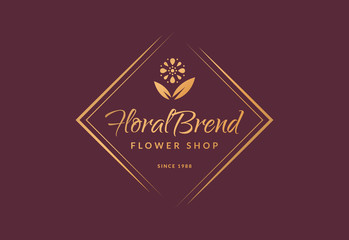 Flower shop logo. Vector emblem.